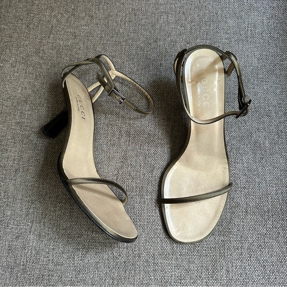 Gucci Shoes - Vintage Gucci by Tom Ford olive green satin heels